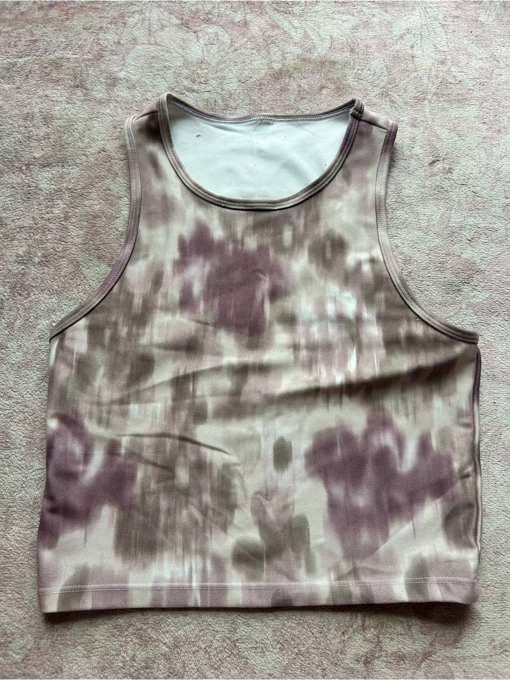 Balance Collection Lavender and Cream Tie-Dye Crop Tank